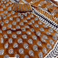 Mustard Poly Georgette Ajrak Saree with Unstitched Blouse - Hiral Fashion | Swadesiicart
