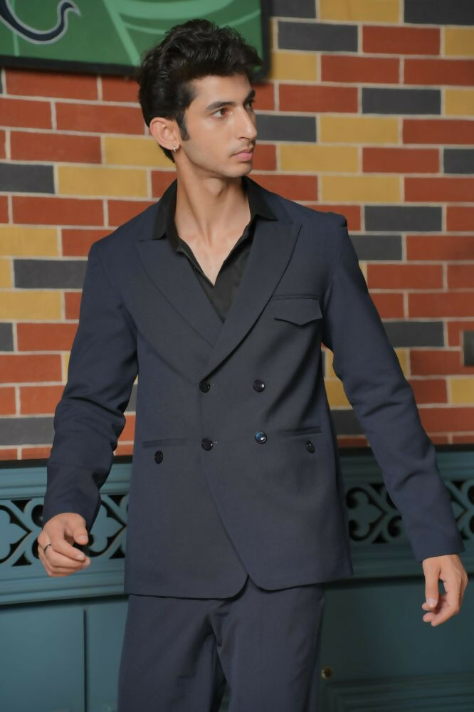 Midnight Black Tailored Co-Ord Set by Hilo Design - Swadesiicart