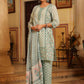 Juniper Women's Seagreen Cambric Floral Printed Kurta Palazzo Set | Swadesiicart