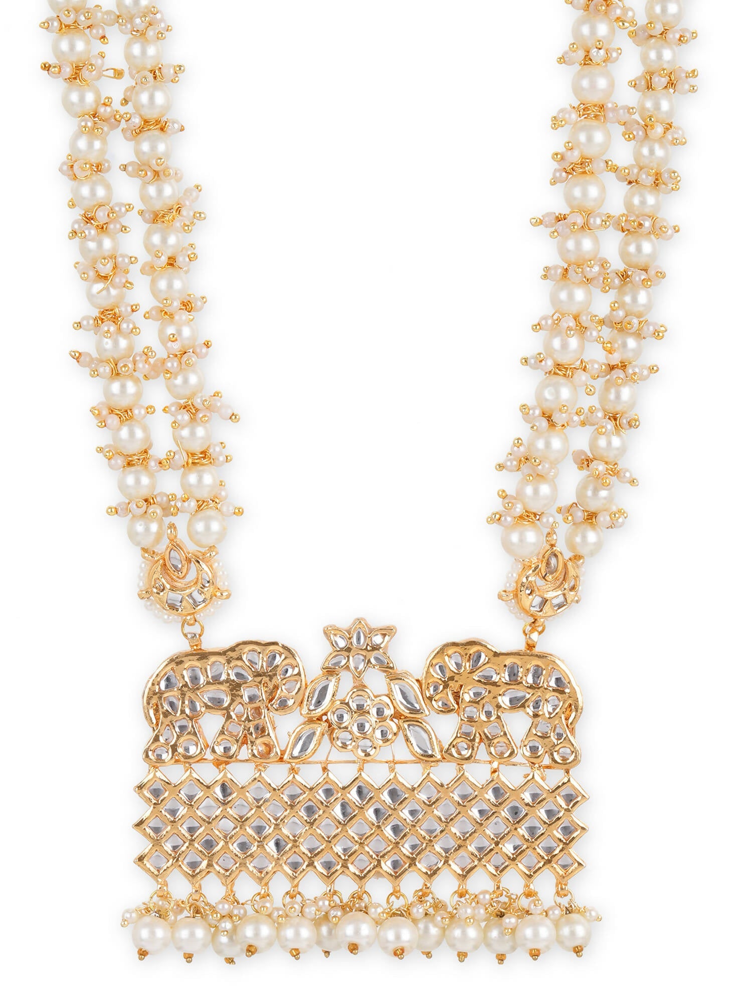 Gold-Toned White Brass Gold-Polished Necklace - Ruby Raang | Swadesiicart
