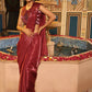 Maroon Tom Silk Plain Ready To Wear Saree With Stitched Blouse - Satiksha | Swadesiicart