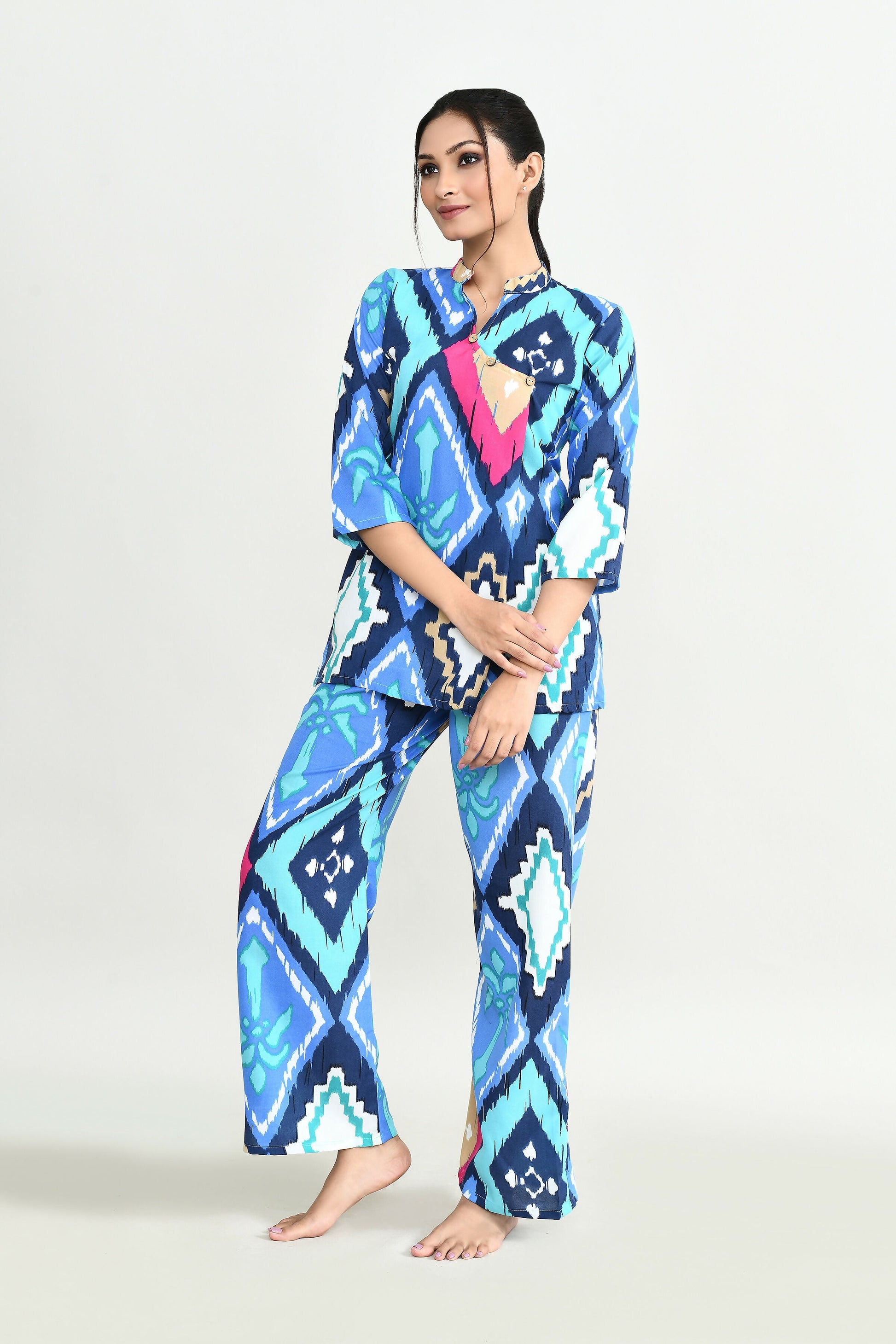 Joban Fashion Beautiful Blue Cotton Cod Set - Swadesiicart