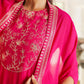 Janasya Pink Georgette Embroidered Dress & Cape | Swadesiicart