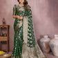 Aastha Fashion Green Soft Organza Silk Weaving Saree