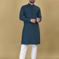 Anaita Teal Embroidered Rayon Straight Kurta