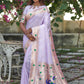 Vishnu Weaves Women's Purple Banarasi Silk Zari Woven Paithani Saree with Unstitched Blouse - Swadesiicart