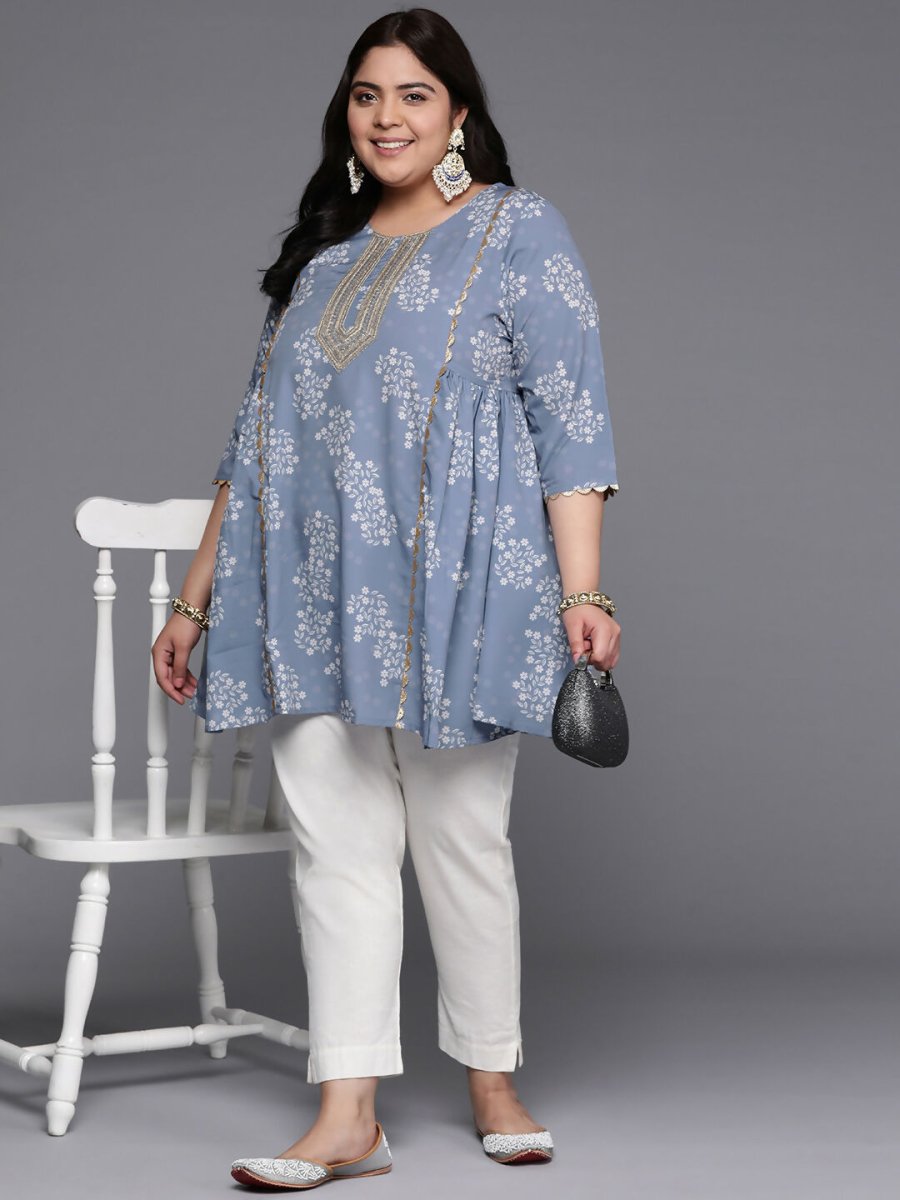 Ahalyaa Women's Traditional wear Tunic - Grey | Swadesiicart