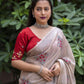 Fossil Pure Linen Ethnic Motifs Saree with Unstitched Blouse - Hiral Fashion | Swadesiicart