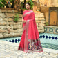 Vishnu Weaves Women's Rani Pink Cotton Silk Zari Woven Butta Work Saree with Blouse - Swadesiicart