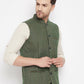 Even Apparels Green Wool Men Woven Nehru Jacket | Swadesiicart