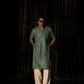 Cyan Blue Viscose Chikankari Embroidery Work Men's Kurta Set - Mahotsav | Swadesiicart