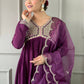 Partywear Designer Viscose Wine Stitched Suit With Dupatta - Tanisha | Swadesiicart