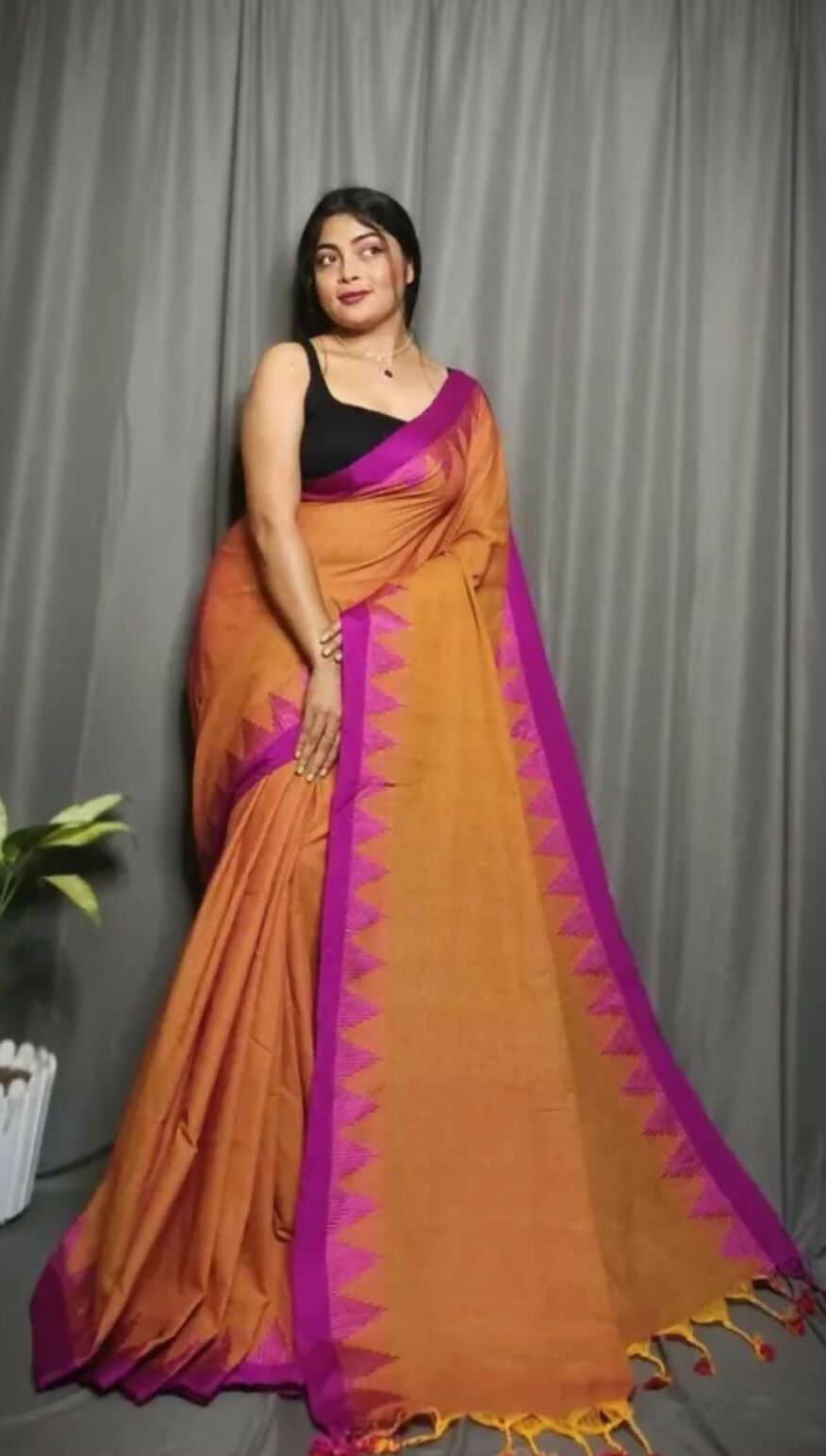 Exclusive Collection Beautiful Mustard Pure Cotton Woven Handloom Saree With Running Blouse Piece - Swadesiicart