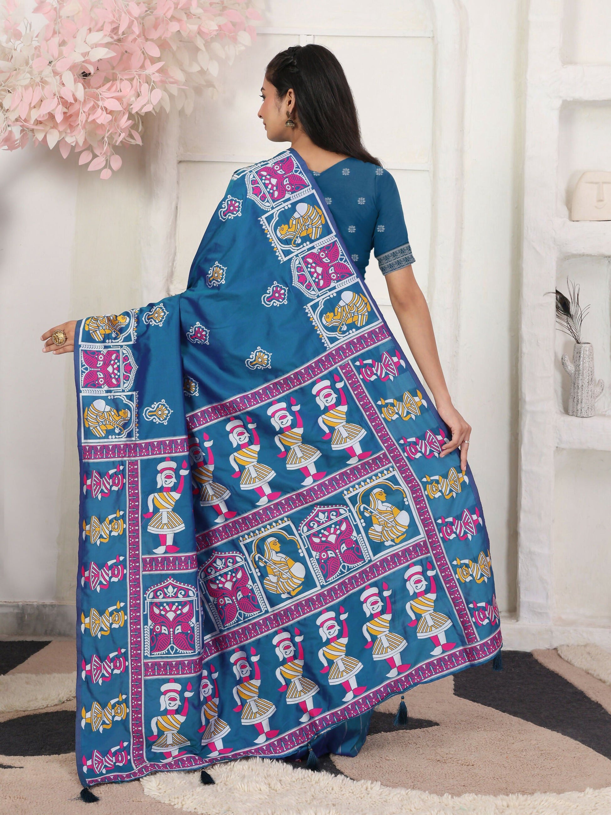 Shree Shyam Fashion Silk Blend Teal Blue Saree