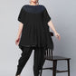 Ahalyaa Women Black Crepe Glitter Printed Kurta with Dhoti Pants | Swadesiicart