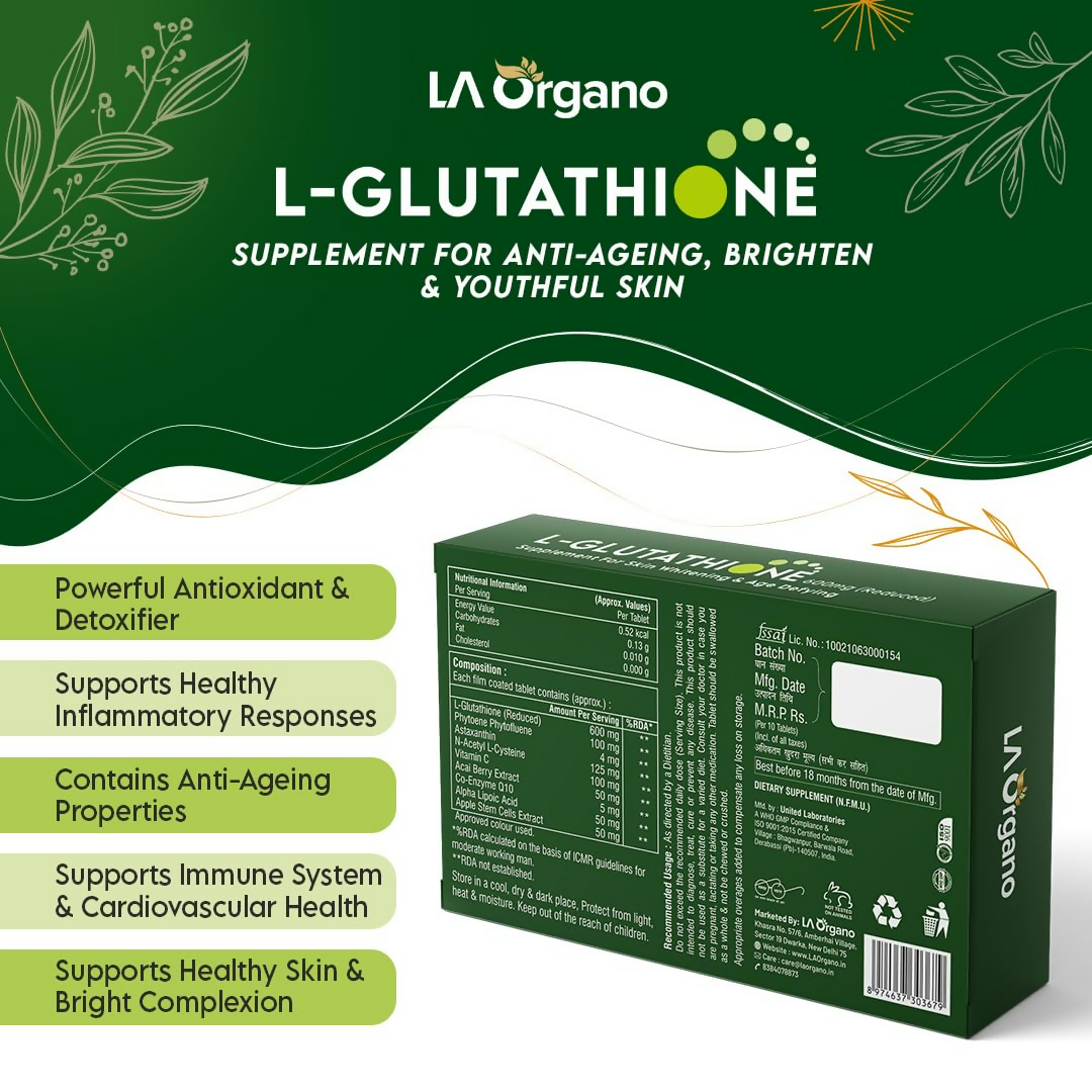 LA Organo L Glutathione Tablets - Swadesiicart