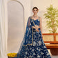 Aastha Fashion More Peach Blue Butterfly Net White Cotton Thread Work And Sequence Work Embroidery Wedding Wear Lehenga Choli