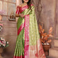 Anaita Light Green Tissue Silk With Zari Weaving Saree With Blouse