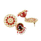 NVR Women Gold-Polished Red Dome Shaped Meenkari Jhumkas Earrings | Swadesiicart