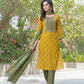 BulBul Aaliya Mustard Cotton Kurta Set with Dupatta - Swadesiicart