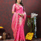 Lorenvalley Fashion Pink Soft Silk Woven Design with Zari Weaving Leheriya Design Saree - Swadesiicart
