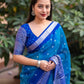 Blue Jute Silk Ethnic Motifs Saree with Unstitched Blouse - Hiral Fashion | Swadesiicart