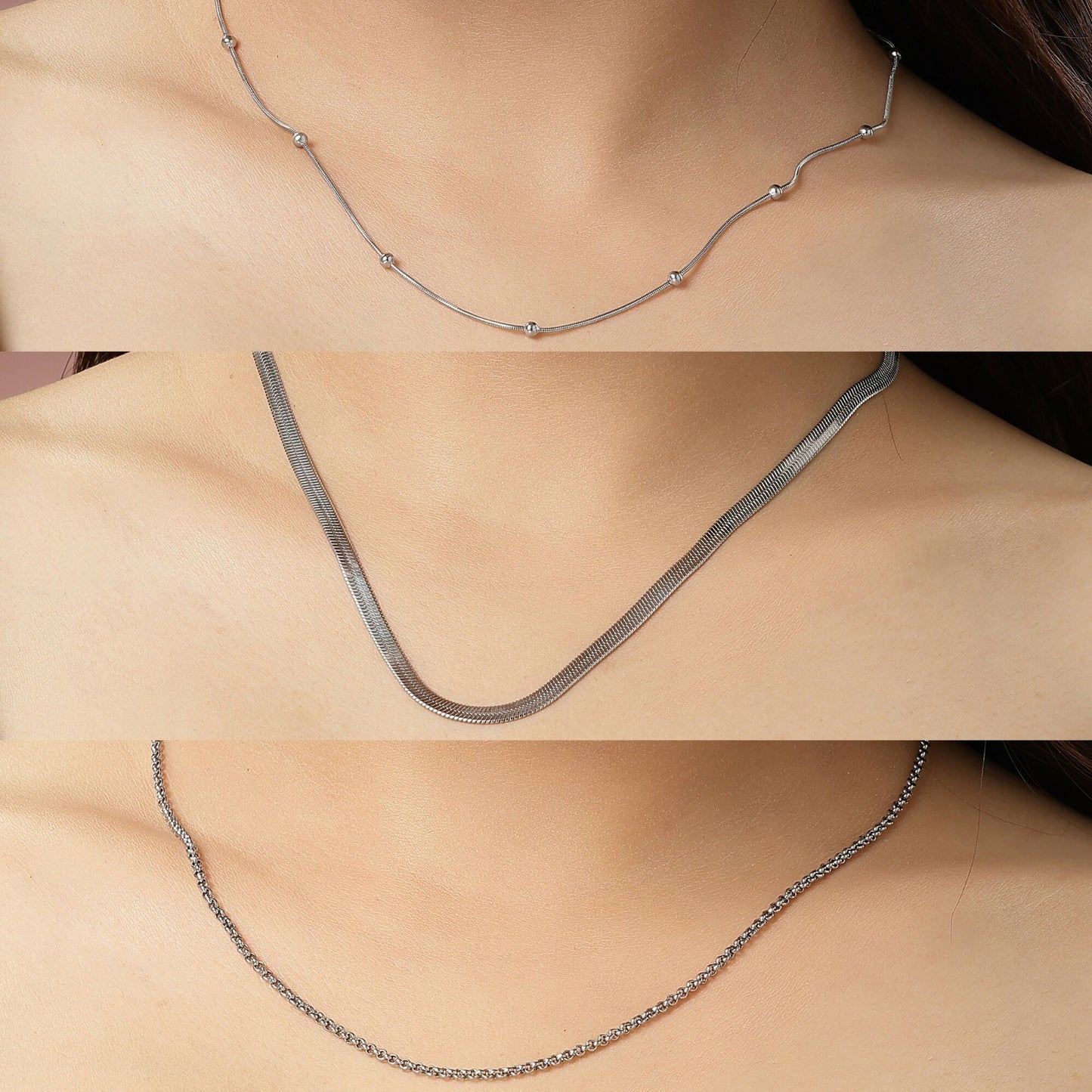 NVR Women's Set of 3 Silver-Toned German Silver Oxidised Chain | Swadesiicart