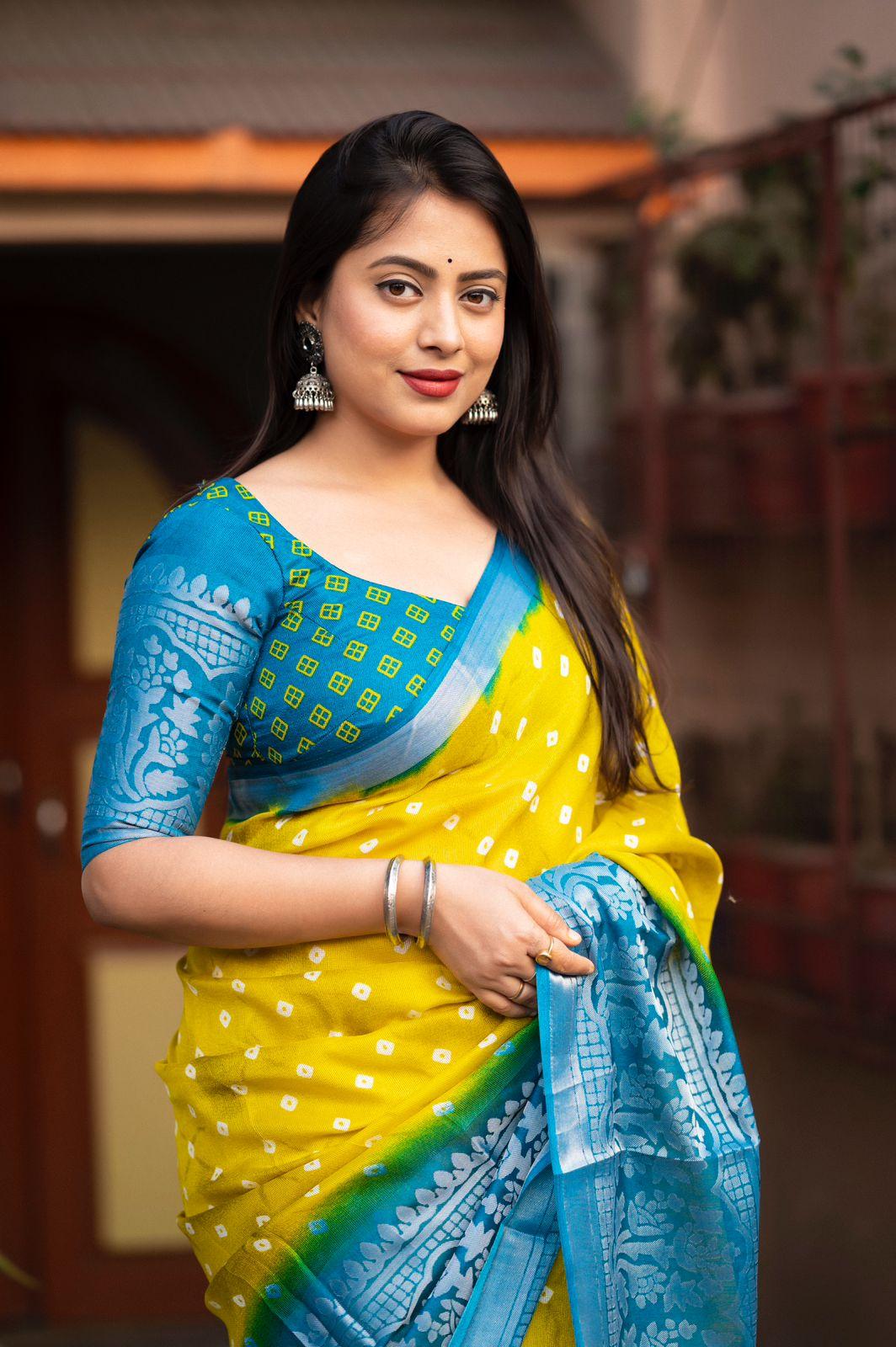 Lemon Jute Silk Printed Saree with Unstitched Blouse - Hiral Fashion | Swadesiicart