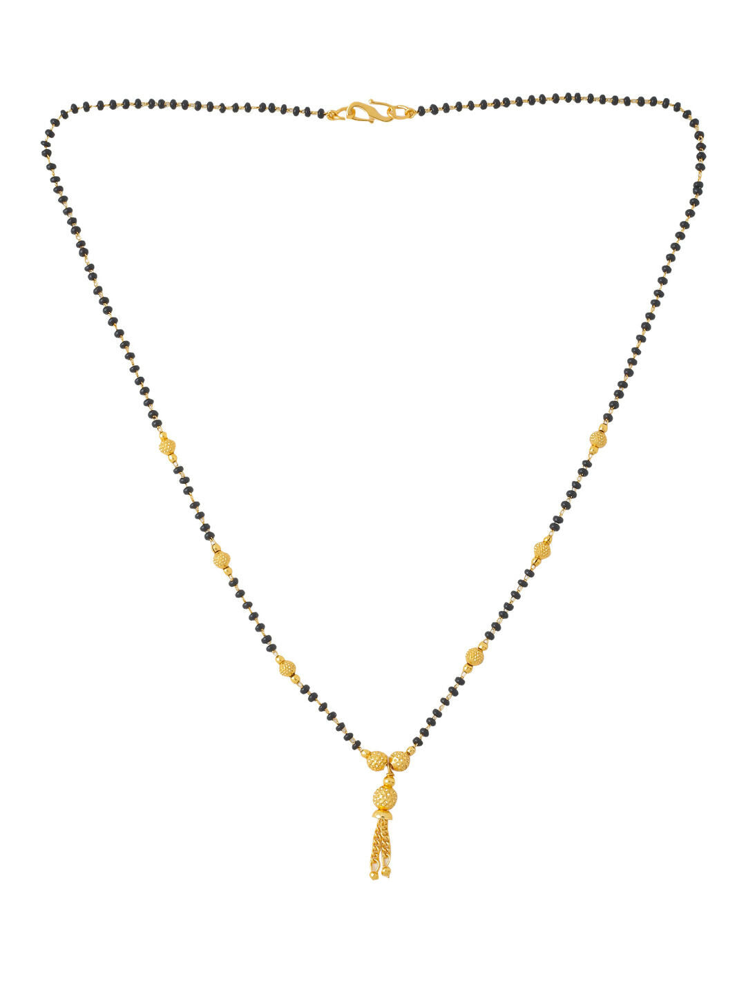 NVR Women's's Set of 2 Black Gold-Polished Beaded Mangalsutra With Ad Stone | Swadesiicart