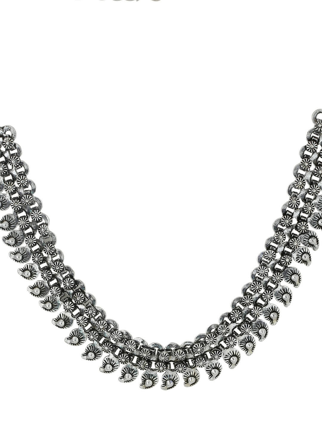 NVR Women Silver-Plated Oxidised Necklace | Swadesiicart