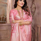 Aastha Fashion Pink Soft Organza Silk Weaving Saree