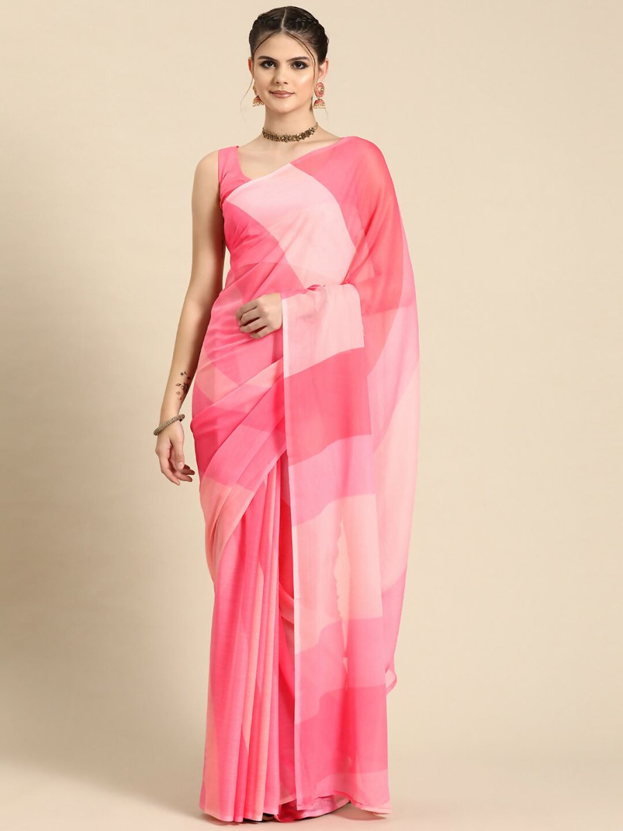 Ahalyaa Women's Traditional Semi Stitch Saree - Pink | Swadesiicart