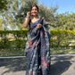 Vamsee Navy Blue Organza Saree - Swadesiicart