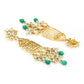 Long Kundan Earrings with Green Stone- Ruby Raang | Swadesiicart