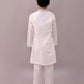 Lil Drama Shor-Gul White Kurta Pyjama with Green Jacket Set For Boys | Swadesiicart