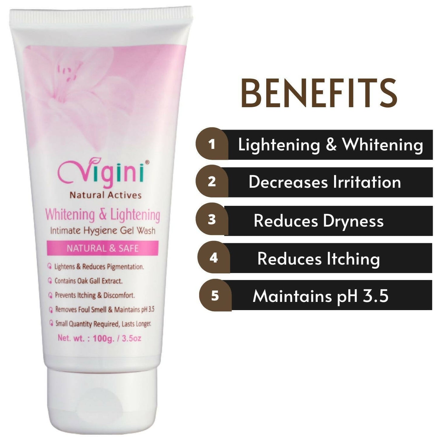 Vigini Natural Actives Vaginal Lightening Whitening Intimate Feminine Hygiene Gel Wash for Women - Swadesiicart
