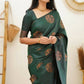 DEIANA'S Beautiful Designer Golden zari Soft Lichi Silk Saree - Green - Swadesiicart