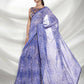 Blue Georgette Floral Printed Saree With Unstitched Blouse Piece - Rajal