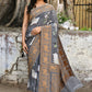 Joban Fashion Silver Grey Pure Crepe Pure Handloom Banarasi Silk Saree | Swadesiicart