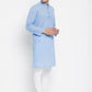 Even Apparels Blue Pure Cotton Men's Kurta With Band Collar | Swadesiicart
