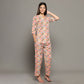 Breathables Women Cotton Printed Loungewear Kurta And Pants Co-Ord Set Peach I Night Wear | Floral Print