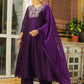 Janasya Purple Silk Blend Yoke Embroidery Kurta,Bottom & Dupatta | Swadesiicart
