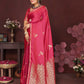Joban Fashion Pink Floral Banarasi Silk Sarees | Swadesiicart