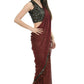 Mominos Fashion All Season Wear Rust And Black Ruffled Ready To Wear Saree | Swadesiicart