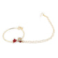 Gold-Polished White Red Kundan-Studded Pearl Beaded Nosepin - Ruby Raang | Swadesiicart