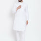 Even Apparels White Pure Cotton Men's Kurta With Band Collar | Swadesiicart
