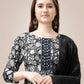 Jyoti Fashion Women's Black Rayon Print with Embroidery & Fancy Lace Work Kurta with Trouser & Dupatta | Swadesiicart