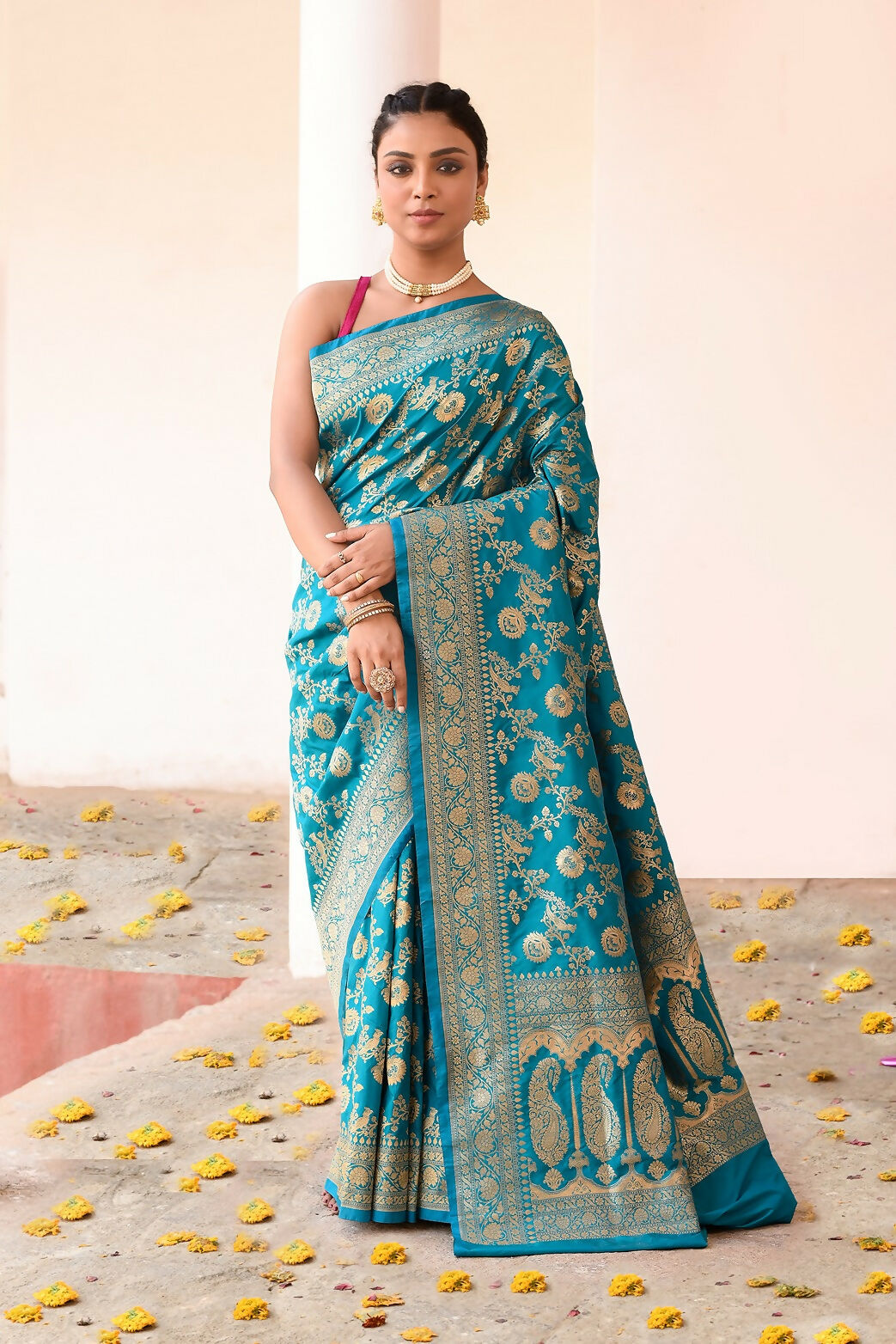Joban Fashion Aqua Soft Pure Handloom Banarasi Silk Saree | Swadesiicart