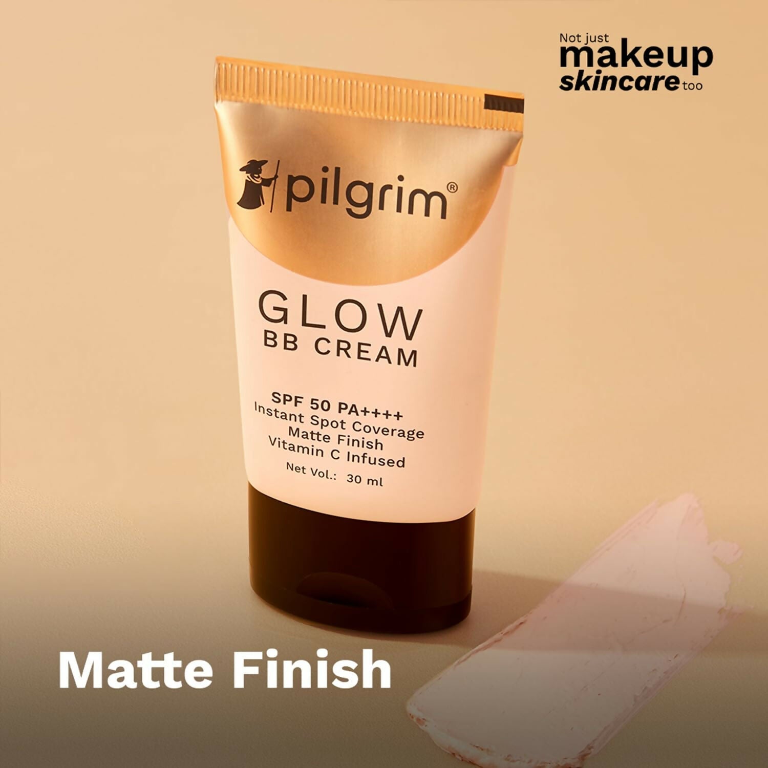 Pilgrim Glow BB Cream SPF 50 PA++++ Instant Spot Coverage Matte Finish Vitamin C Infused - Almond Glow - Swadesiicart