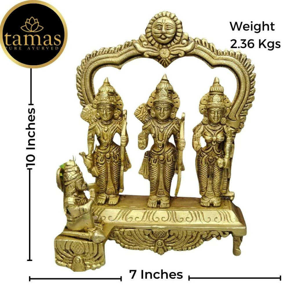 Tamas Brass Ram Darbar Statue | Ram Sita Laxman Hanuman | Golden - Swadesiicart